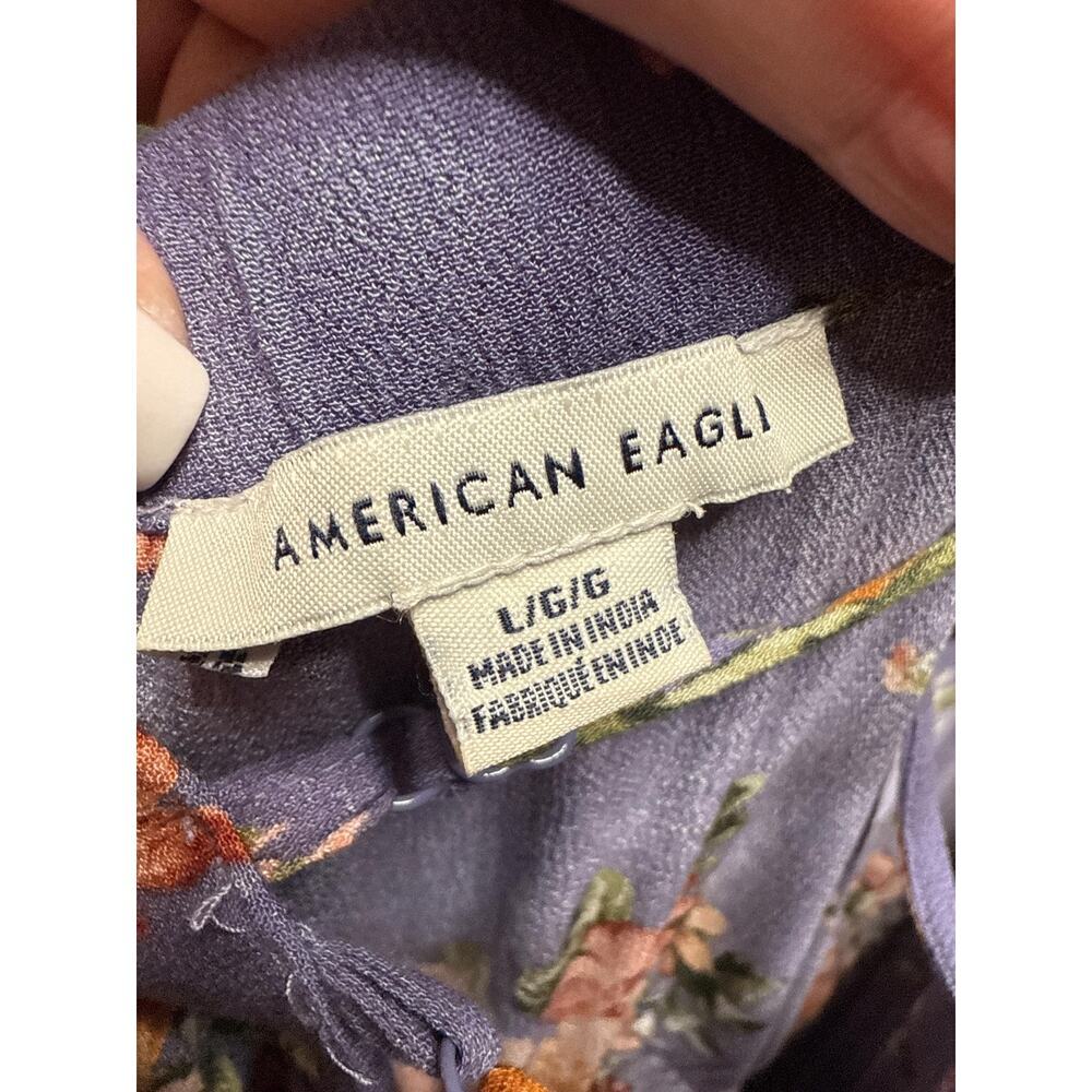 American Eagle Floral Wide Leg Cropped Jumpsuit Large Boho Culotte Romper - Picture 4 of 9